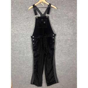 Adidas Corduroy Overalls Womens Black Trefoil Logo Three Stripe Detail Size M